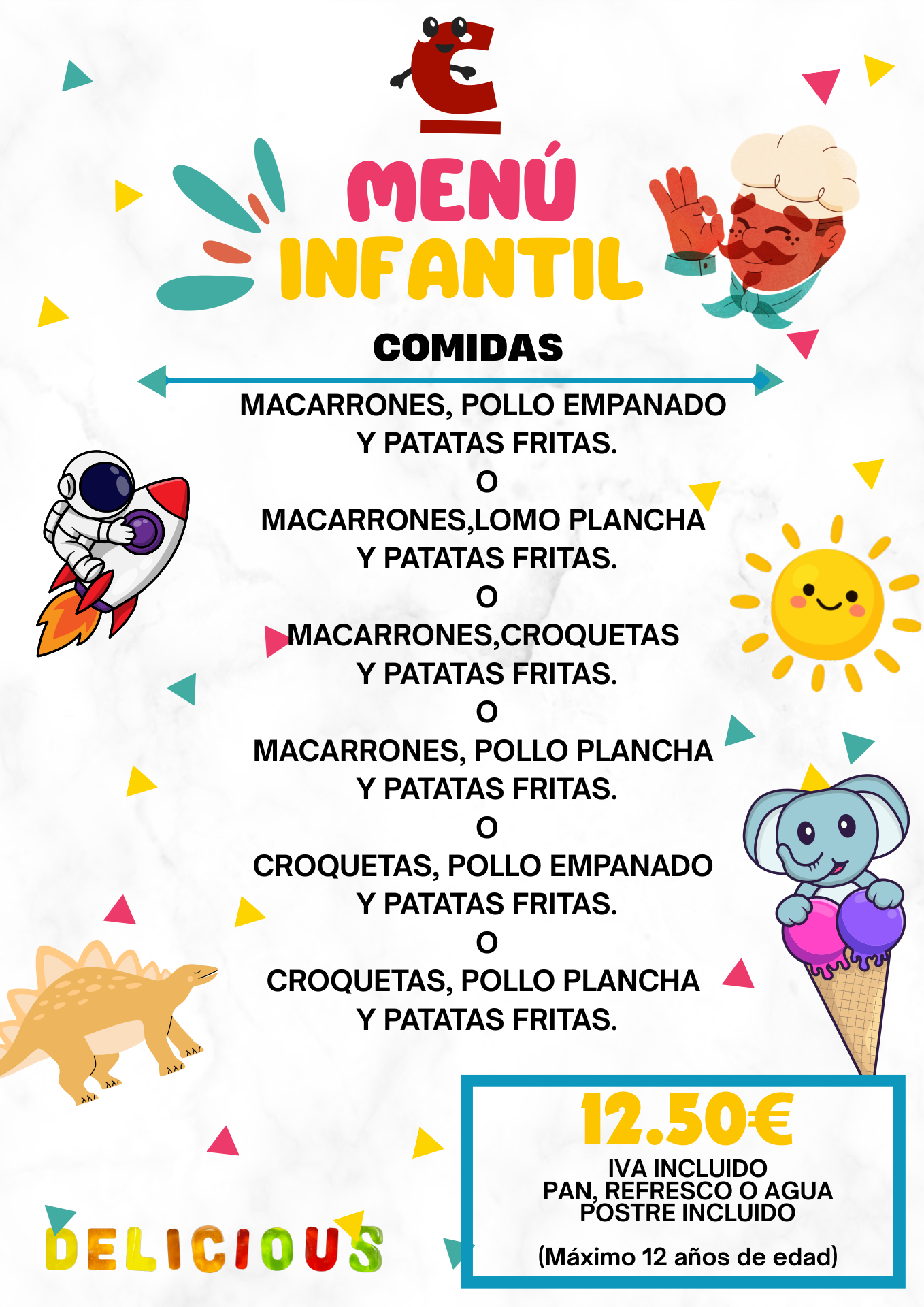 Previsualización menú infantil